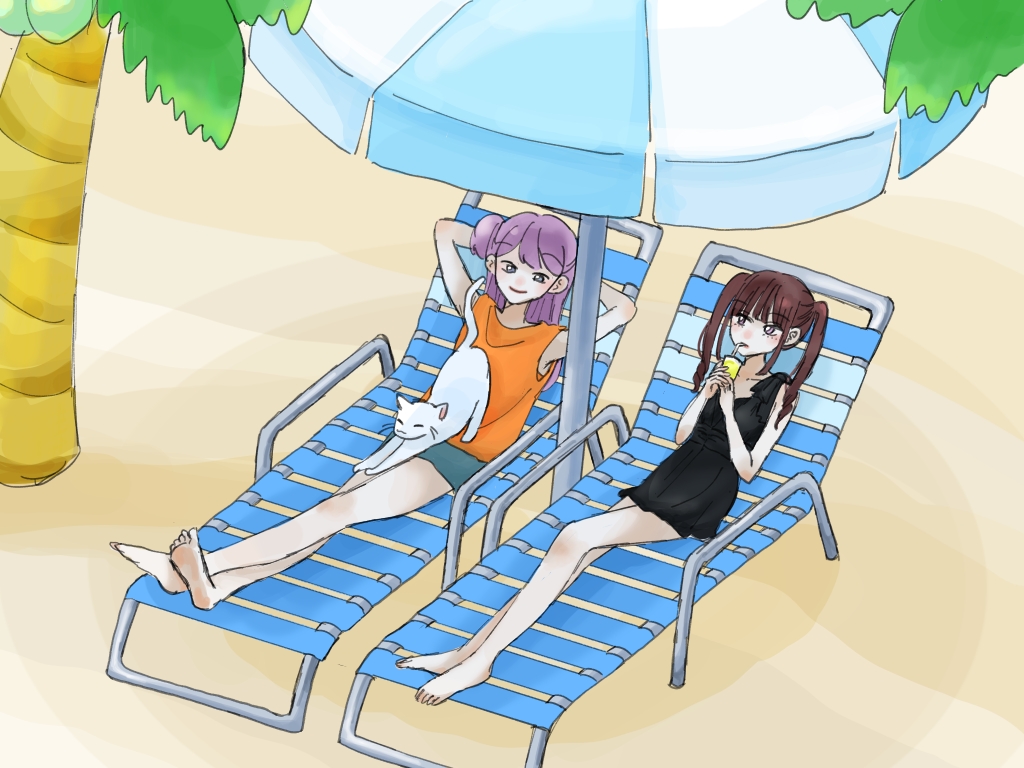 パラソルで悠々自適